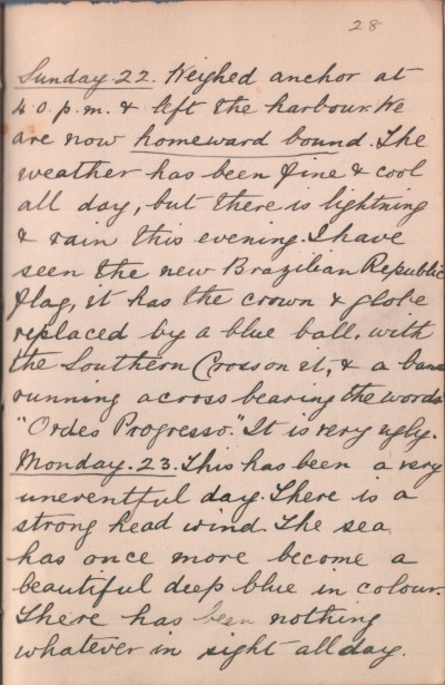 22 December 1889 journal entry
